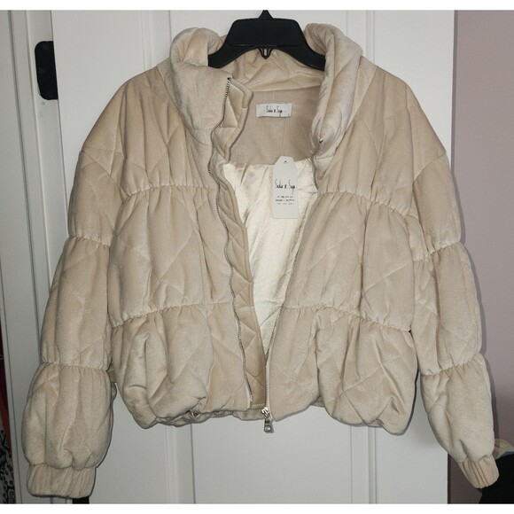 Sadie & Sage Jackets & Blazers - NWT-Sadie & Sage x Anthropologie -Cosmic Quilted Velvet Jacket Cream/Ivory-Small